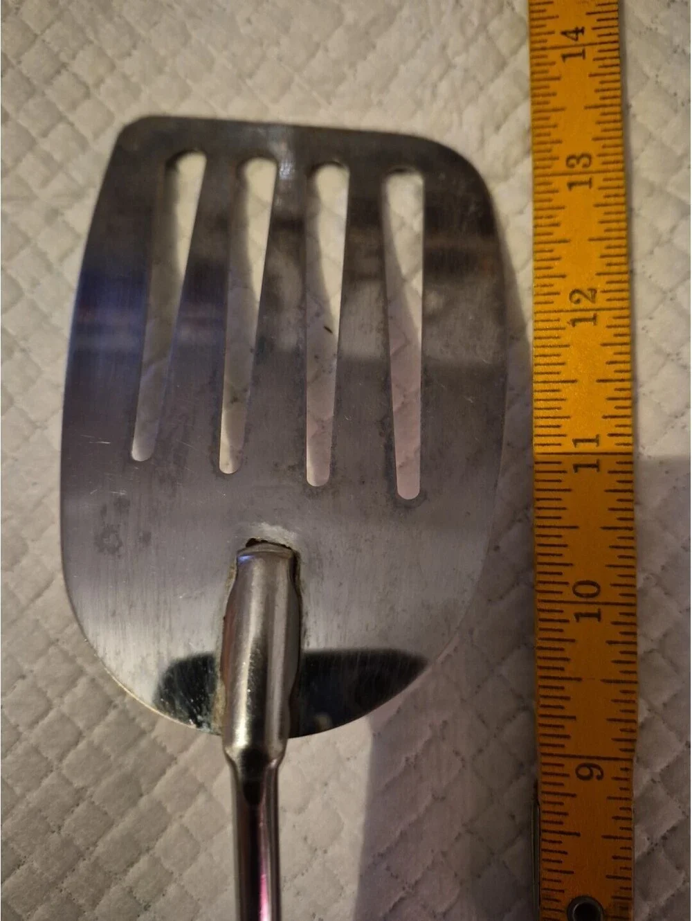 Vtg Ekco Angled Slotted Spatula Flipper Stainless Round Wood Handle USA 14
